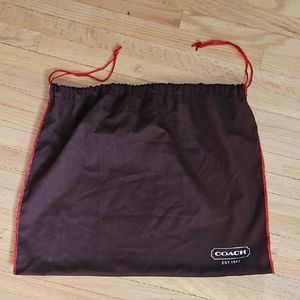 Large Coach Brown Dust Bag with Red Drawstrings